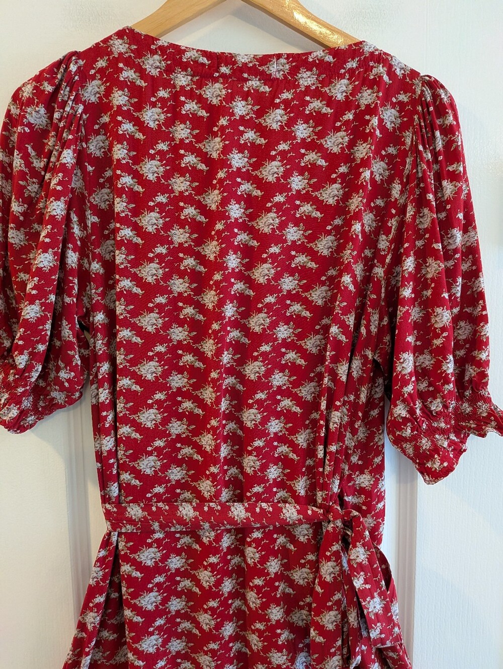 Natural Life Sophia Ditsy Floral Wrap Maxi Dress Red Country Cottagecore Size M - Picture 9 of 15